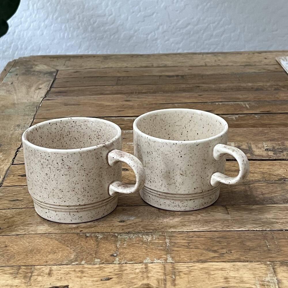 Vintage Homer Laughlin Country Sage USA Mugs Restaurant Speckled Stoneware